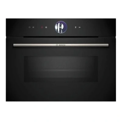Immagine di Bosch CMG7241B1 Forno compatto intelligente da incasso con funzione microonde, 45 x 60 cm, colore: nero, Made in Germany, Air Fry, anello di comando digitale, display touchscreen, programmi