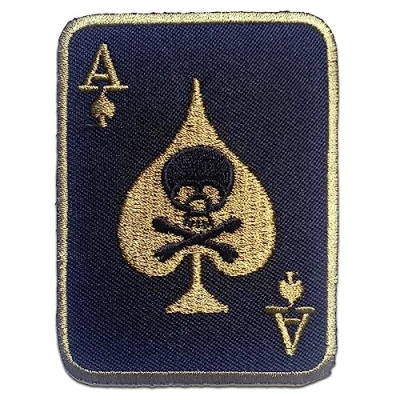 Immagine di Toppe termoadesive Poker asso teschio Biker diversi colori selezionabili 5.6 x 7.6 cm by catch the patch® Patch Toppa ricamate Applicazioni Ricamata da cucire adesive, Farbvariante:nero