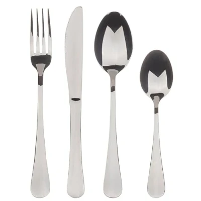 Immagine di BERGNER MUNICH Set di posate in acciaio inox da 16 pezzi Include 4 coltelli, cucchiai, forchette, cucchiai elegante finitura nera Resistente ed per ogni occasione
