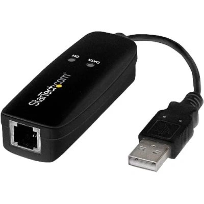 Immagine di StarTech.com Modem Fax USB 2.0 Modeme sterno da 56K per V.92 Modem/dongle/adattatore hardware computer/portatile a presa telefonica dati di rete/CMR/POS (USB56KEMH2)