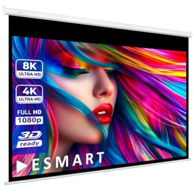 Immagine di ESMART Professionale MIROLO Schermo di rollo manuale 145 x 82 cm (66&quot;) 16:9 per proiezione proiettore home cinema tende a rullo LCD LED