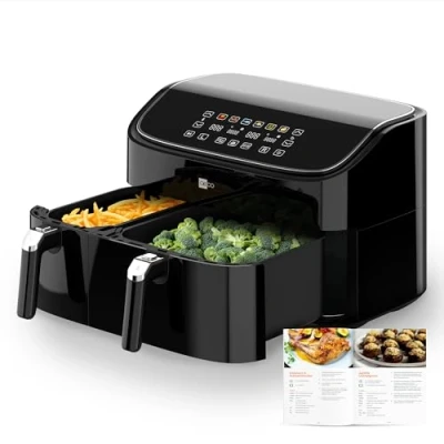 Immagine di aeco DUO Friggitrice ad aria calda 2850 W Funzione timer, Rivestimento antiaderente Nero
