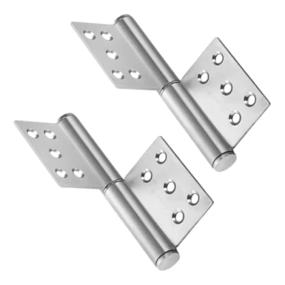 Immagine di Set di 2 Cerniere in Acciaio Inox per Porte Legno Portata Fino a 80 kg, Angolo Apertura 360 Gradi, Adatte cancelli e recinzioni da Giardino