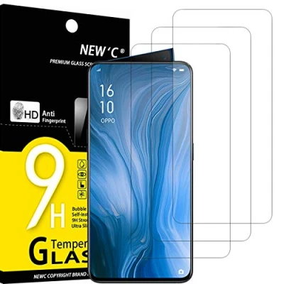 Immagine di NEW&#039;C 3 Pezzi, Vetro Temperato per Oppo Reno, Pellicola Prottetiva Anti Graffio, Impronte, Senza Bolle, Durezza 9H, 0,33mm Ultra Trasparente, Resistente