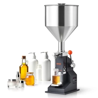 Immagine di VEVOR Riempitrice Manuale Liquidi 5 100 ml, Regolabile in Acciaio Inossidabile con Tramoggia per Latte, Acqua, Succo, Olio Essenziale, Shampoo, Miele, Crema Cosmetica