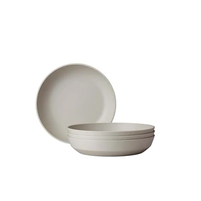 Immagine di Mepal Piatto Fondo 4 Pezzi Silueta Lavabile in lavastoviglie e microonde Piatti di plastica da Cena Servizio 21 cm Nordic White