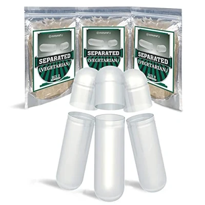 Immagine di WANANFU capsule Vuote Vegetali Separate Taglia 0 (200 unità), Compatibile con macchina riempimento (opercolatrice 0)
