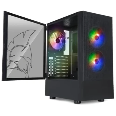 Immagine di EMPIRE Gaming Case PC Sapphire ARGB Media Tower ATX/Micro ATX/ITX Porta Laterale in Vetro Temperato 3 Ventole pin 5 Volt LED RGB Indirizzabile 120MM MB Sync Nero