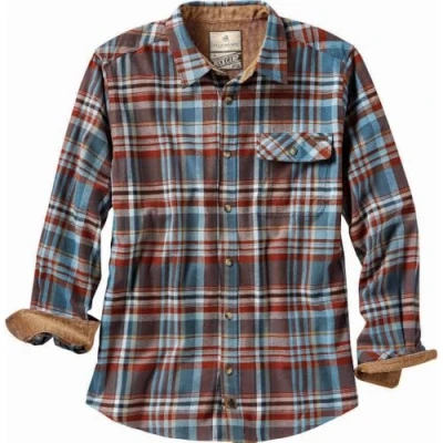 Immagine di Legendary Whitetails Buck Camp, Flanella a Maniche Lunghe da Uomo, Lunghe, 6464, Barnwood Plaid in Ardesia, L Tall