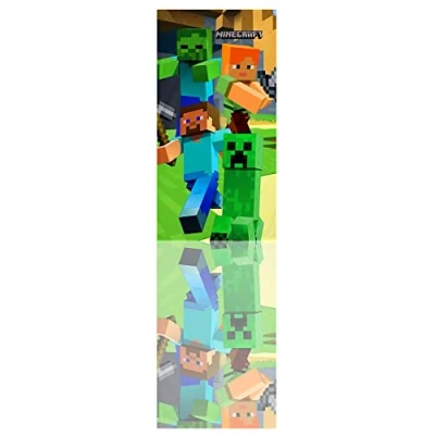 Immagine di Telo Mare Minecraft Grande 70x140 centimetri 100% Cotone Modello Steve Alex Creeper. Asciugamano Piscina Ufficiale