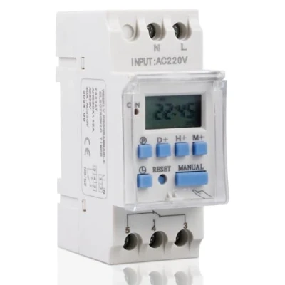 Immagine di timer digitale settimanale, 220 V AC 25 A, settimanale con display a cristalli liquidi, LCD, programmabile, per guide scorrevoli e pannelli