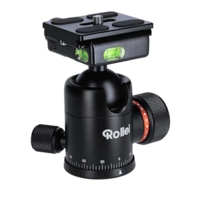 Immagine di Rollei treppiede a sfera per C5i, testa professionale 360 gradi con frizione, portata 8 kg e 3 livelle. Include piastra sgancio rapido Acra Swiss, Nero, 22764