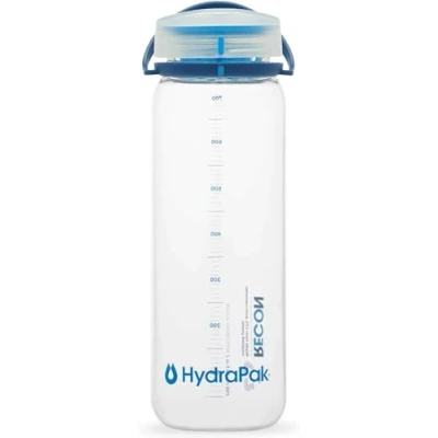 Immagine di HydraPak Recon Borraccia d&#039;Acqua in Plastica Riciclata al 50%, Eco Friendly e Senza BPA, Tappo a Vite Flusso Regolare, Facile da Trasportare (750 ml, Trasparente/Blu Marino Ciano)