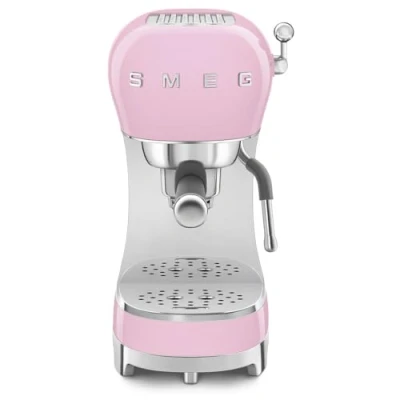 Immagine di Smeg, Macchina da Caffè Espresso Manuale ECF02PKEU, Sistema Thermoblock e Lancia a Vapore, 4 Funzioni Espresso, Vassoio Removibile, Portafiltro, Serbatoio Acqua 1 L, Dimensioni Compatte, 1350W, Rosa