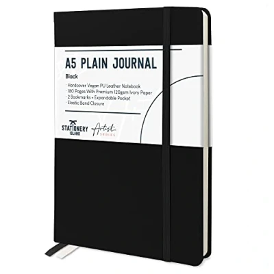 Immagine di STATIONERY ISLAND Taccuino Sfoderato A5, Semplice con Copertina Rigida Carta Spessa Premium da 120 gsm, Bianco