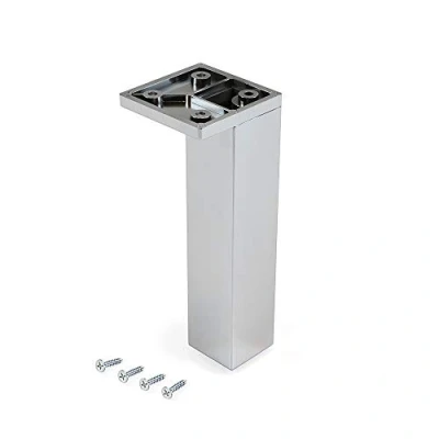 Immagine di Emuca Gambe per mobili, piedi mobile in plastica, Set di piedini con viti fissaggio, dicersi modelli (H 140mm angolo (set 4 pz), Cromato)