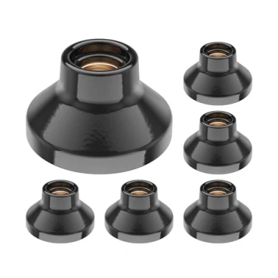 Immagine di ledscom.de 6 pz. plafoniera/porta lampada ELEKTRA, porcellana, nero lucido, 1x E27 max. 300W