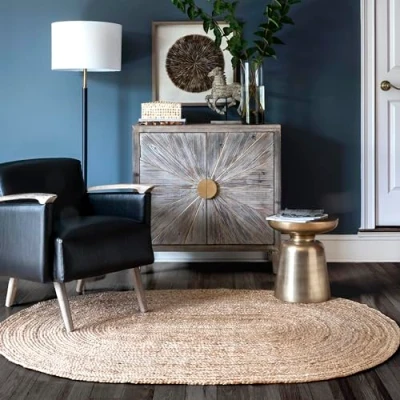 Immagine di nuLOOM Tappeto Rigo rustico in iuta tessuto a mano, 120 x 180 cm Oval