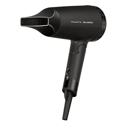 Immagine di Rowenta x KARL LAGERFELD CV184L Express Style Asciugacapelli, 2 impostazioni di velocità/temperatura, Potente, Tecnologia Effiwatt per Risparmiare Energia, Formato Viaggio, Nero