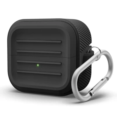 Immagine di elago Compatibile con Samsung Galaxy Buds 3 Custodia &amp; Pro Custodia, Cover in Armor Moschettone, Protezione Completa, Ricarica Wireless (Nero)