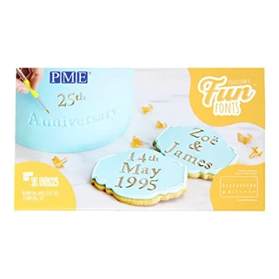 Immagine di PME Fun Fonts Numeri e Caratteri Speciali per Cake Design, Set di 31 Pezzi, Collezione 2