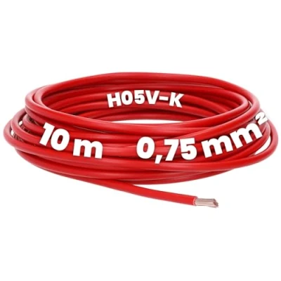 Immagine di Kalitec 10 metri H05V K 0,75 mm² rosso cavo di cablaggio I collegamento singolo in PVC mm2 a filo commutazione ignifugo