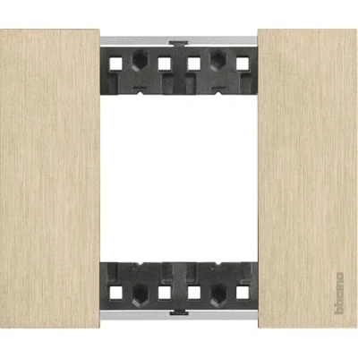 Immagine di Bticino KA4802ZW Placca per Punto Luce, Serie Living Now, in Zama, Design Innovativo con Spazio Aumentato le Funzioni, 2 Moduli, Finitura Color Oro