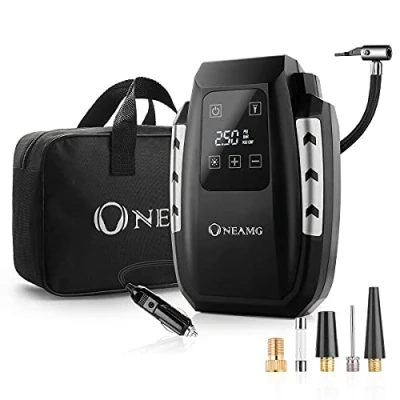 Immagine di OneAmg Compressore Portatile per Auto Aria Compressa Pompa Elettrica 150PSI Pressione Gonfiatore Digitale con Luce LED Gonfiare Le Gomme delle Moto e Auto, Palloni, Canotti ECC (d&#039;Argento)