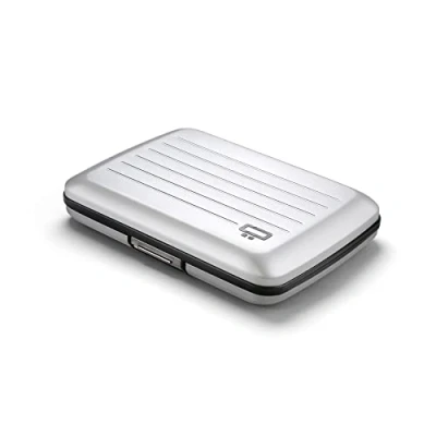 Immagine di ÖGON Smart Wallets Portafoglio Stockholm V2 in alluminio Chiusura metallo Porta carte a prova di RFID Capacità fino 10 e biglietti Argento