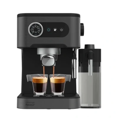 Immagine di Cecotec Macchina Caffè Espresso Manuale Power 20 Pro Latte. 1350W, Espresso, Schermo con Pulsanti, Bomba Bar, Vaporizzatore Orientabile, Serbatoio Acqua 1,5L, Latte 550ml