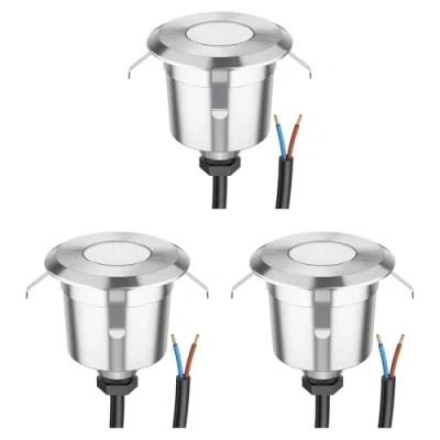 Immagine di ledscom.de Lampada da incasso a pavimento AGENA 3 LED per esterni, IP65, acciaio inox, rotonda, Ø 60 mm, bianco caldo