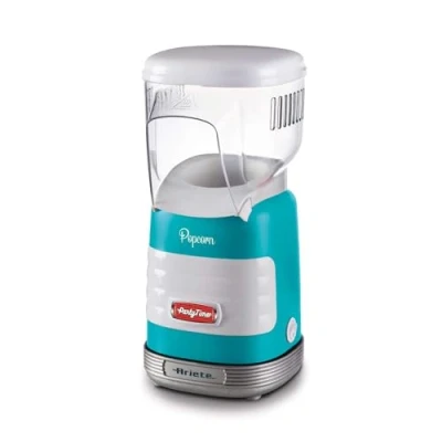 Immagine di Ariete 2956, Pop Corn Party Time, Macchina per Corn, Scoppia 60gr di Mais in 2 minuti con Aria Calda, Senza Grassi, 1000 Watt, Azzurro