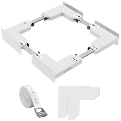 Immagine di NIUXX Kit Sovrapposizione Lavatrice Asciugatrice, di Universale con Cinghie Cricchetto, Telaio Intermedio per 46 66 cm e Bianco