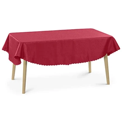 Immagine di JEMIDI Elegante tovaglia ornamentale effetto seta lucida, disponibile in 31 misure e 7 colori, Poliestere, rosso scuro, Oval160x220