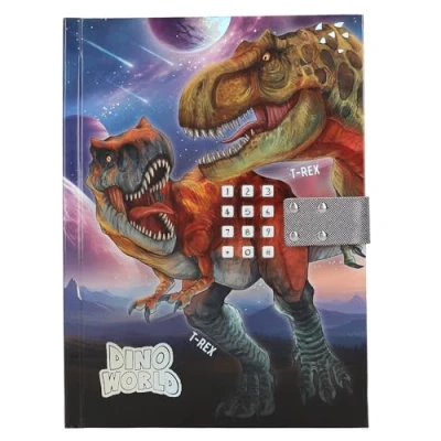 Immagine di Depesche 12407 Dino World Diario con codice numerico e Suoni, Libro Motivi di Dinosauri 80 Pagine a Righe illustrate Colori, Multicolore