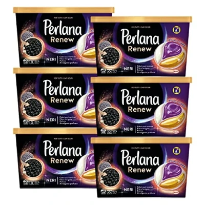 Immagine di 6x Perlana Renew Neri All in 1 Caps Detersivo Capsule per Lavatrice Capi Scuri 6 Confezioni da 18