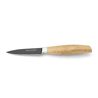 Immagine di ECHTWERK Spelucchino in acciaio pregiato, coltello per frutta e verdura, da cucina, inox, manico legno di acacia, lunghezza lama: 8,8 cm, Edizione nera