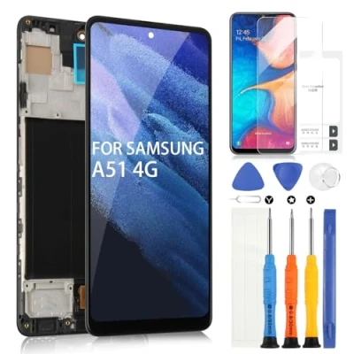 Immagine di ARSSLY OLED LCD Schermo per Samsung Galaxy A51 4G A515 Display SM A515F A515F/DS A515U Digitizer Touch Assembly con Strumenti(Nero Cornice)