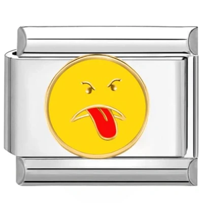 Immagine di Quiges Modulo Charm Link in Stile Italiano da 9 mm Acciaio Inox Ridere a crepapelle per bracciali Italian Links
