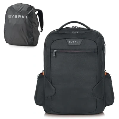 Immagine di Everki Studio Zaino espandibile per computer portatile fino a 15 pollici, set con copertura antipioggia nero, 26 l