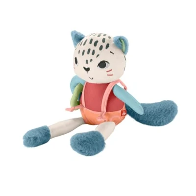 Immagine di Fisher Price Amici del Pianeta Leopardino Scopri e Gioca, Morbido Peluche in Tessuto con Stivaletti, Realizzato Il 95% di plastica Riciclata imballaggio Certificato FSC, 3+ Mesi, HKD64