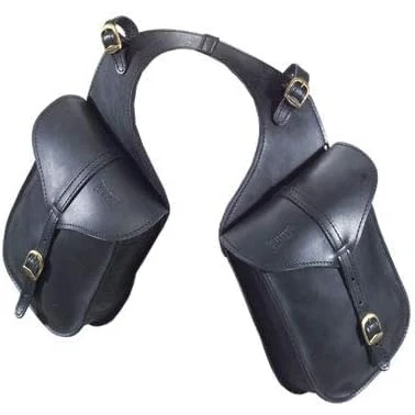 Immagine di PIONEER Borse da Sella per Cavalli in Cuoio Ideali Equitazione, Trekking e Gite a Cavallo Design Posteriore Banana Resistente Confortevole Nero
