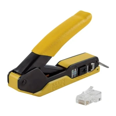 Immagine di Klein Tools 80017 Crimpatrice per cavi dati e spina modulare CAT6, kit di attrezzi l&#039;installazione pass through, 2 pezzi