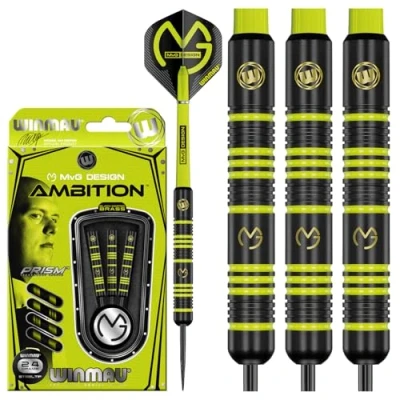 Immagine di WINMAU Michael Van Gerwen MvG Ambition 24 Grammo Freccette in Ottone con Prism Voli e Nylon Aste
