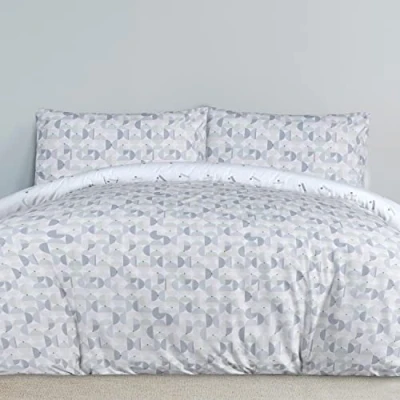 Immagine di Sleepdown Circle Geo Set di biancheria da letto reversibile, con copripiumino e federe, motivo astratto, morbido facile pulire, colore: blu, king size (230 x 220 cm)