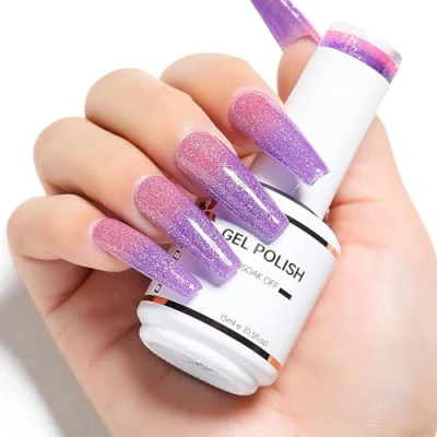 Immagine di Nicedeco Smalto Cambia Colore con Temperatura Termico Semipermanente Unghie in Gel Nail Polish Smalti Soak off Lampada UV LED (06), 15ML