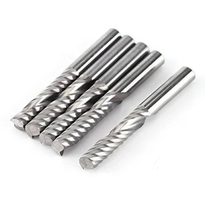 Immagine di Frese a testa cilindrica, spirale in metallo duro Fresa scanalatura singola CNC per taglio Acrilico, PVC, MDF 5pcs 6mmx32mm