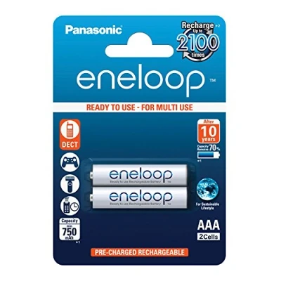 Immagine di Panasonic Bk 4Mcce/2Be Blister 2 Ministilo AAA Ricaricabili Eneloop, Bianco