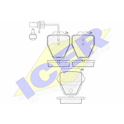 Immagine di ICER Kit pastiglie freno Con contatto segnalazione usura Front 181571 AUDI: A4 B5 Sedan, Avant, A6 C5 VOLKSWAGEN: Passat GP Variant