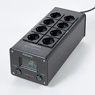 Immagine di Pailvens multipresa con filtro di rete HiFi ampio display LCD, presa antidisturbo a 8 vie protezione da sovratensione, del carico fino 15 A, nero